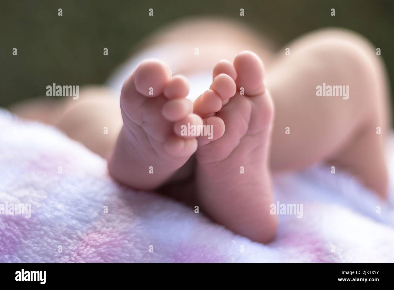 Eine Auswahl kleiner Babyfüße Stockfoto