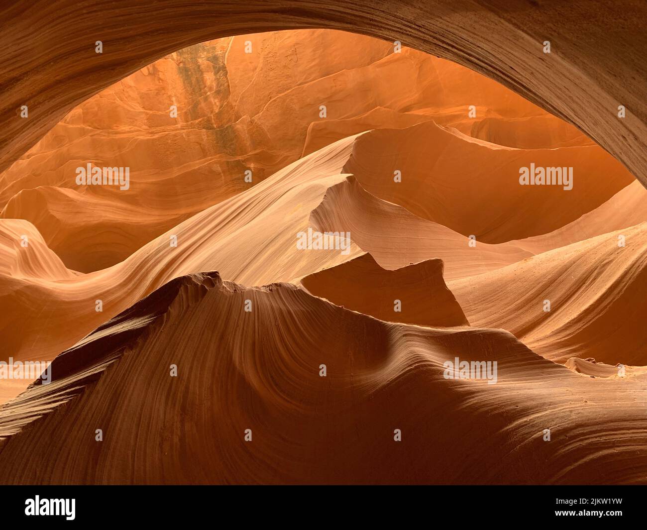 Die orangefarbenen Sanddünen im Lower Antelope Canyon in Arizona, USA Stockfoto
