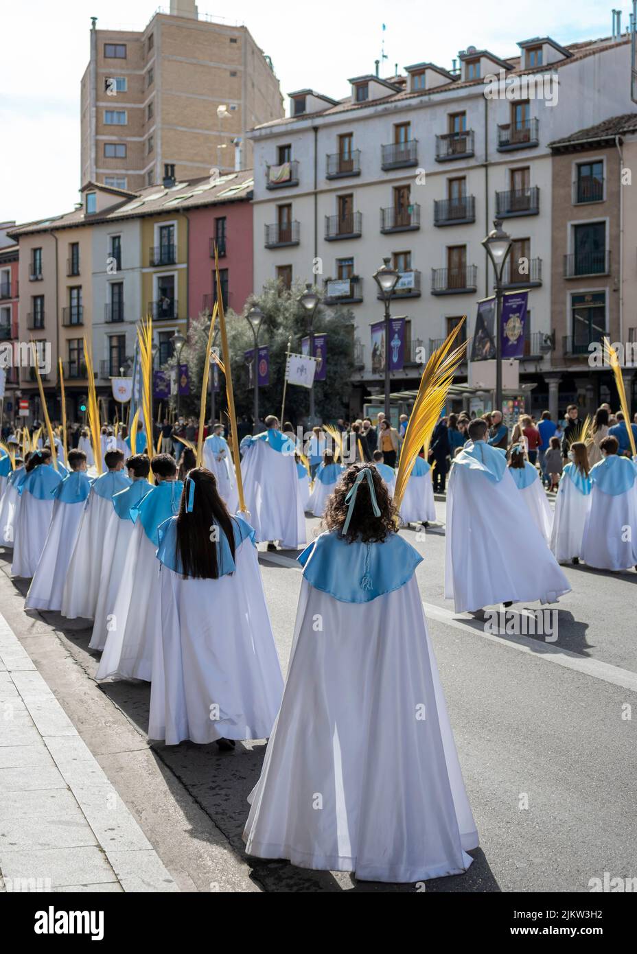 Semana santa Valladolid domingo de ramos procesión infantil de las palmas, España Stockfoto