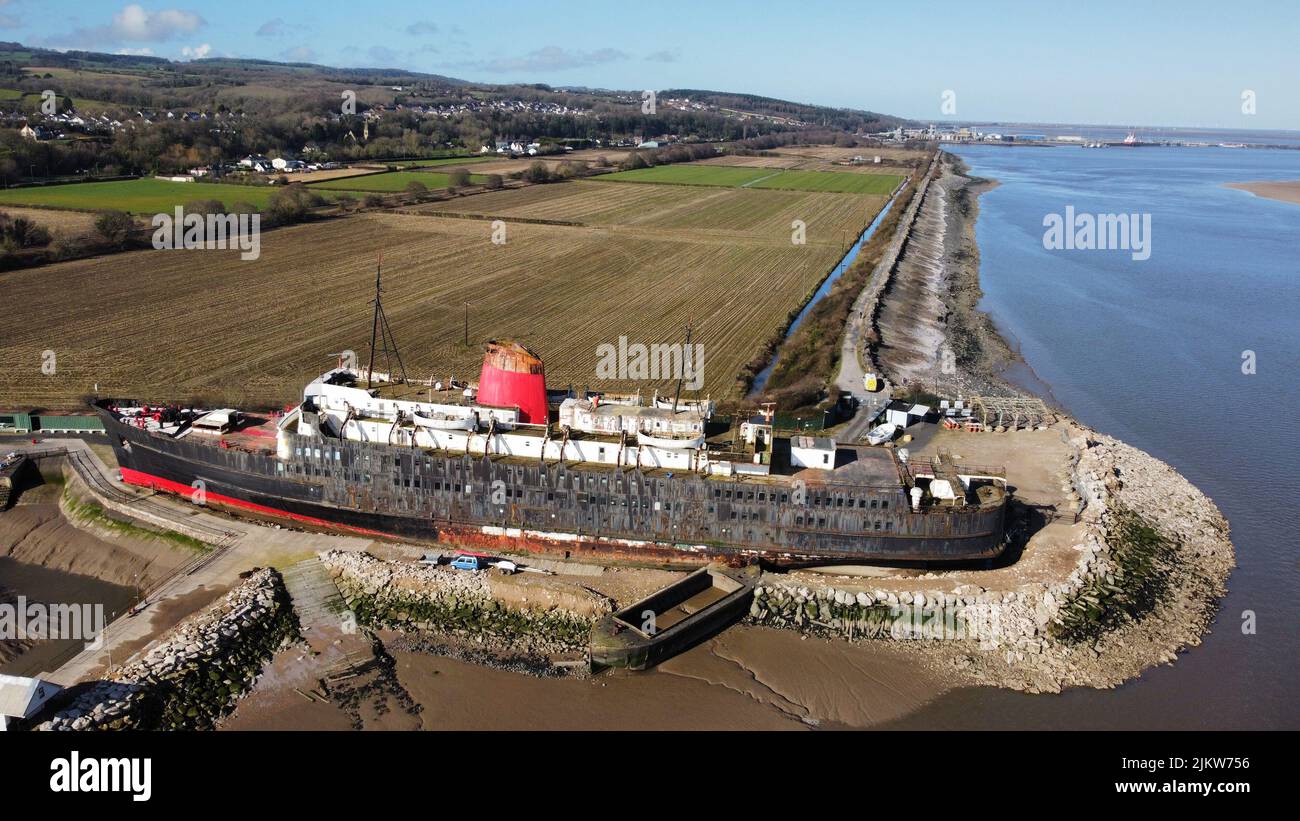 Ein verlassene TSS Duke of Lancaster Passagierschiff in Wales, Großbritannien Stockfoto