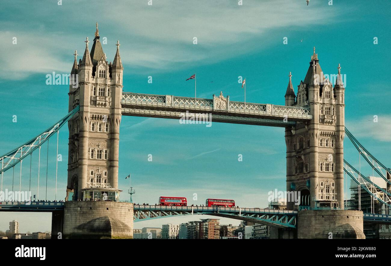 Eine malerische Aussicht auf die Tower Bridge, London, England, Großbritannien Stockfoto