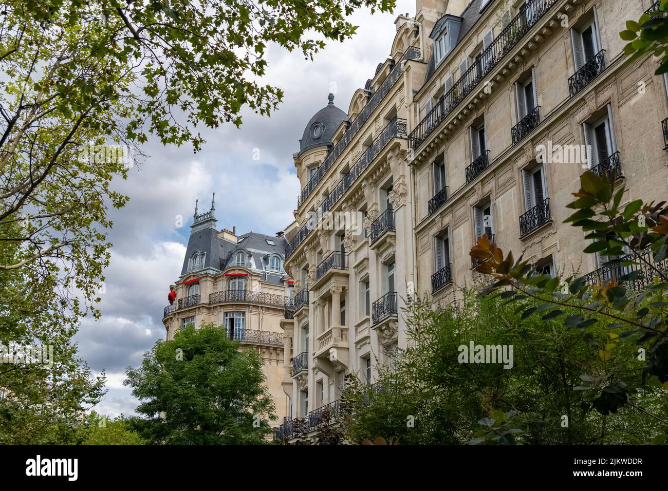 Paris, wunderschöne Gebäude im 16. Arrondissement, Avenue du President-Wilson, ein gehobenes Viertel Stockfoto