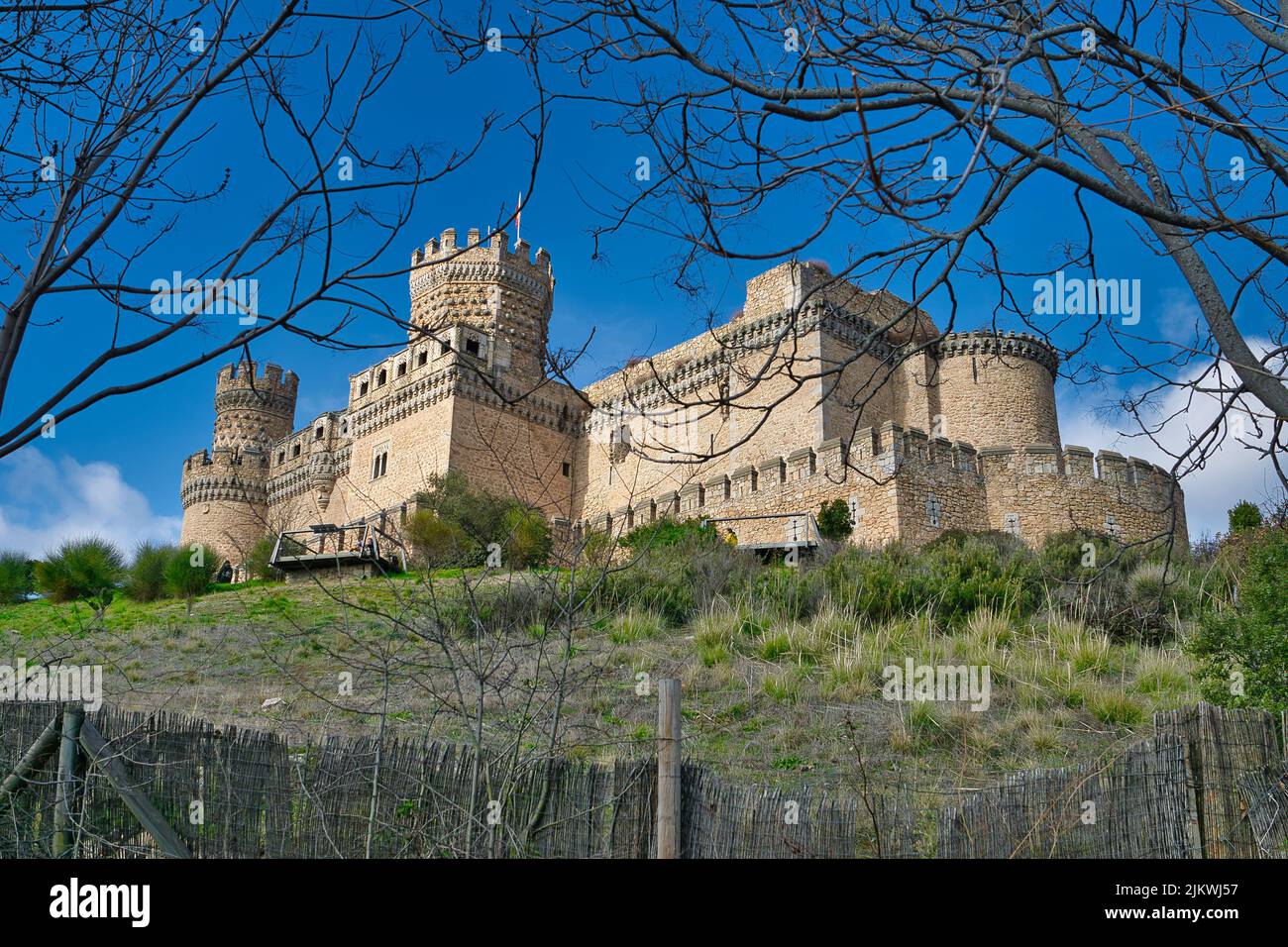 Das Schloss Manzanares el Real in Madrid, Spanien Stockfoto