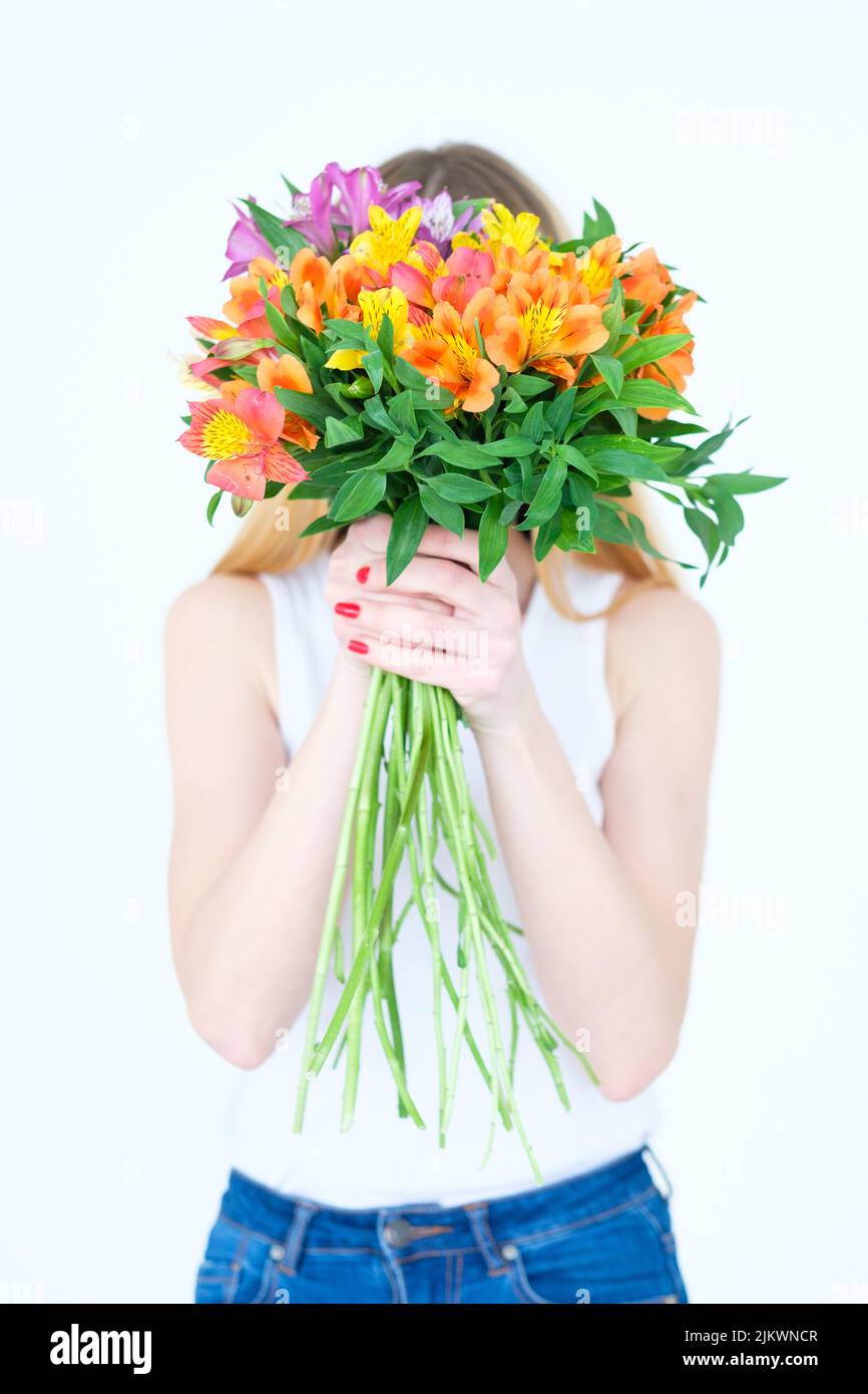Floristik Kunst Farbe Alstroemeria Blumenarrangement Stockfoto