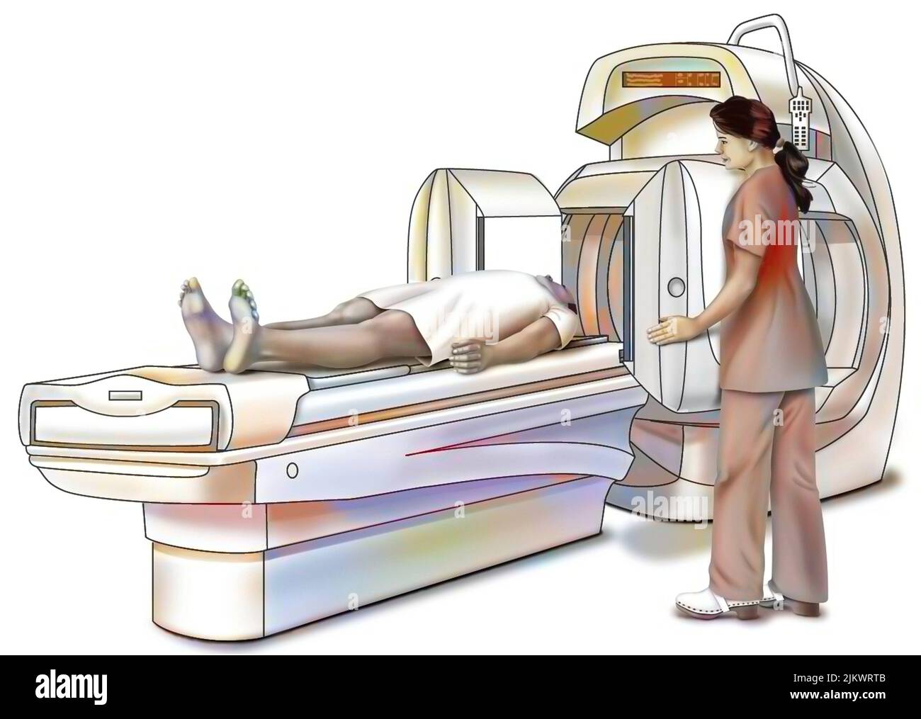 Darstellung eines Scanners, eines medizinischen Bildgebungsgeräts. Stockfoto