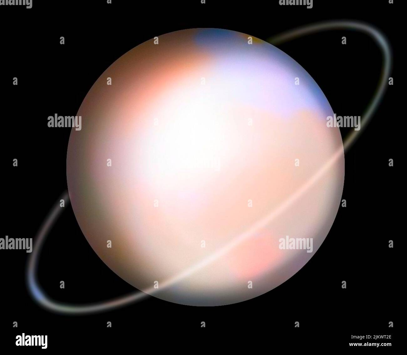 Darstellung von Uranus (Planet) isoliert auf schwarzem Hintergrund. Stockfoto