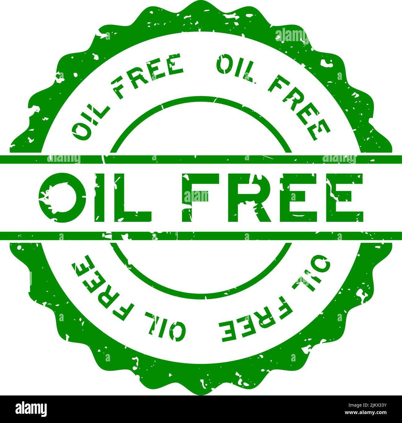 Grunge grün ölfrei Wort rund Gummi-Siegel-Stempel auf weißem Hintergrund Stock Vektor