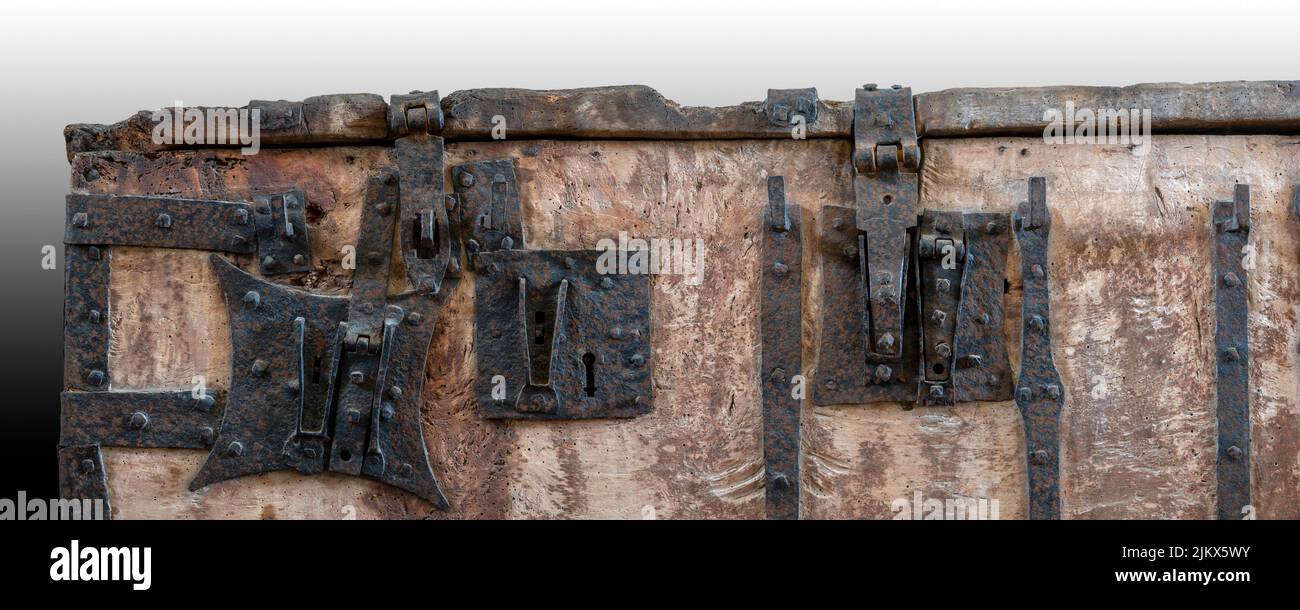 Holzkiste in der St. Andrew und St. Eustachius Kirche, Hoo, Suffolk Stockfoto