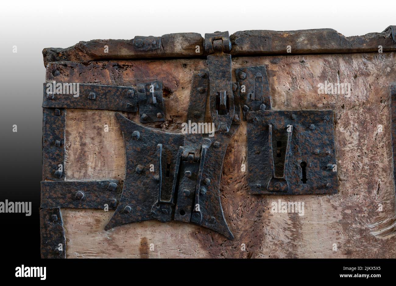 Holzkiste in der St. Andrew und St. Eustachius Kirche, Hoo, Suffolk Stockfoto