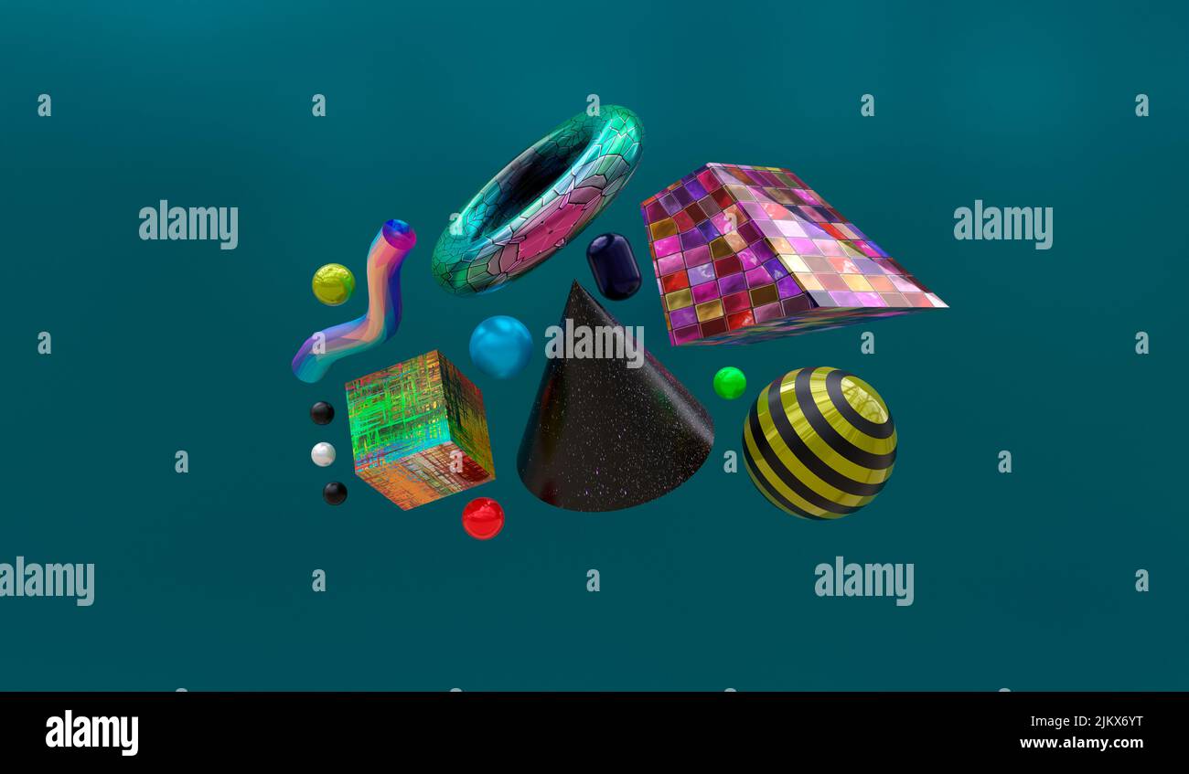 Bild 3D Figuren ausgesetzt, 3D Rendering Stockfoto