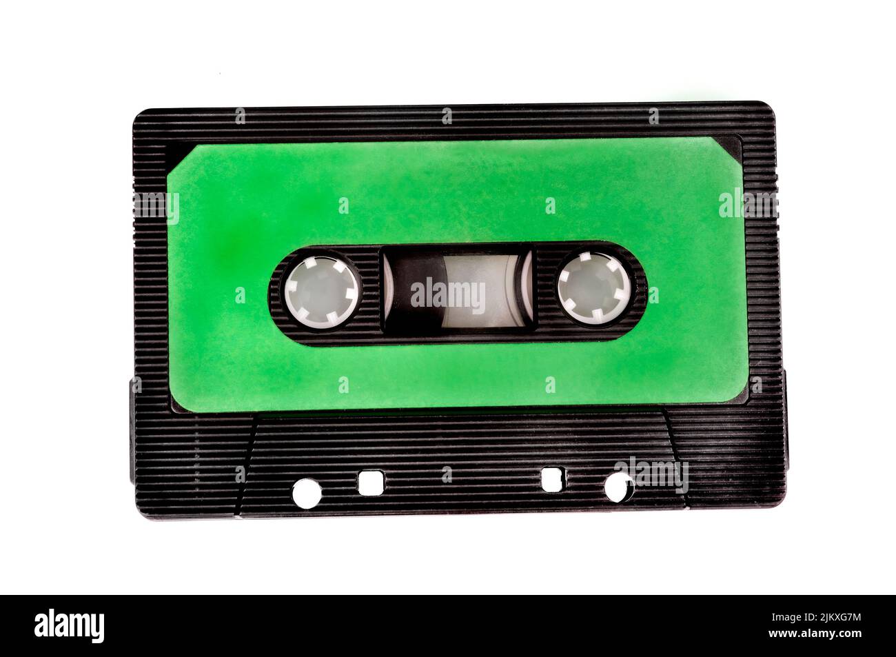 Kassettenband mit grünem Etikett Stockfoto