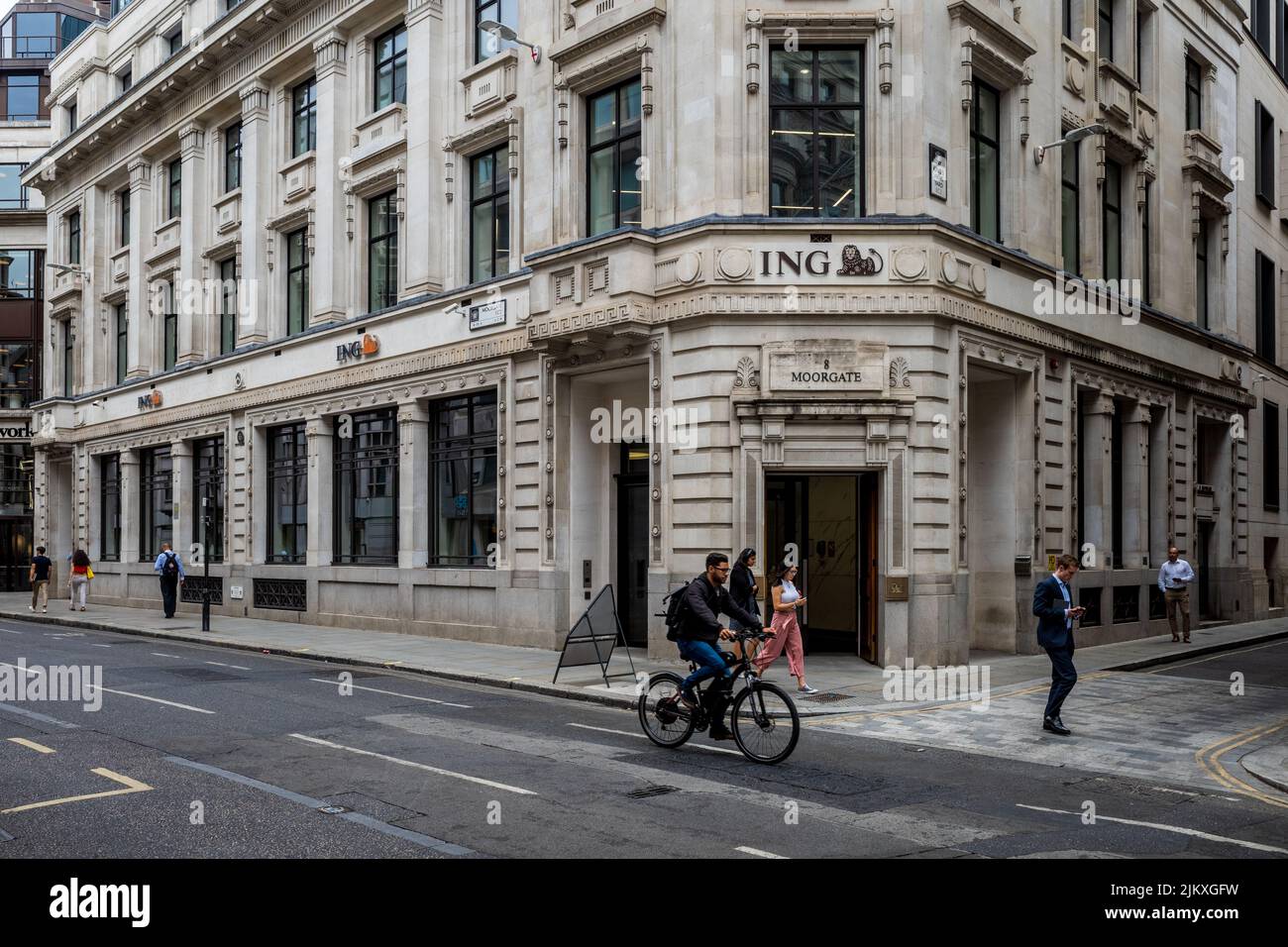 ING Bank London – die ING Bank hat ihren Sitz in Moorgate in der City of London und ist für die britischen Großhandelsgeschäfte der ING verantwortlich. Stockfoto