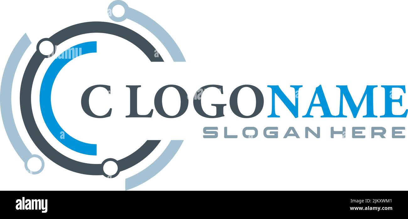 Blauer, moderner C-Logo-geformter Orbit Stock Vektor