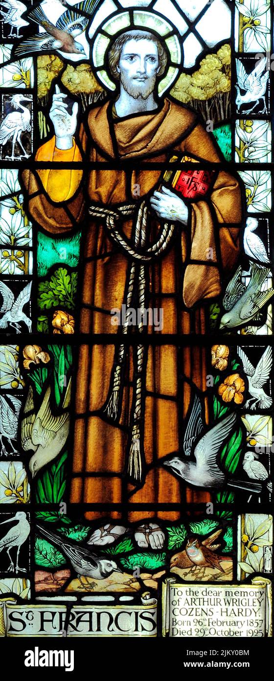 Cley next the Sea, Norfolk, St Francis, Buntglasfenster, von J. Powell & Sons, 1925 Stockfoto