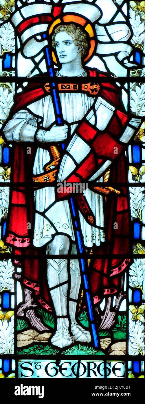 Cley next the Sea, Norfolk, St. George, Buntglasfenster, von J. Powell & Sons, 1917, Arts and Crafts style Stockfoto