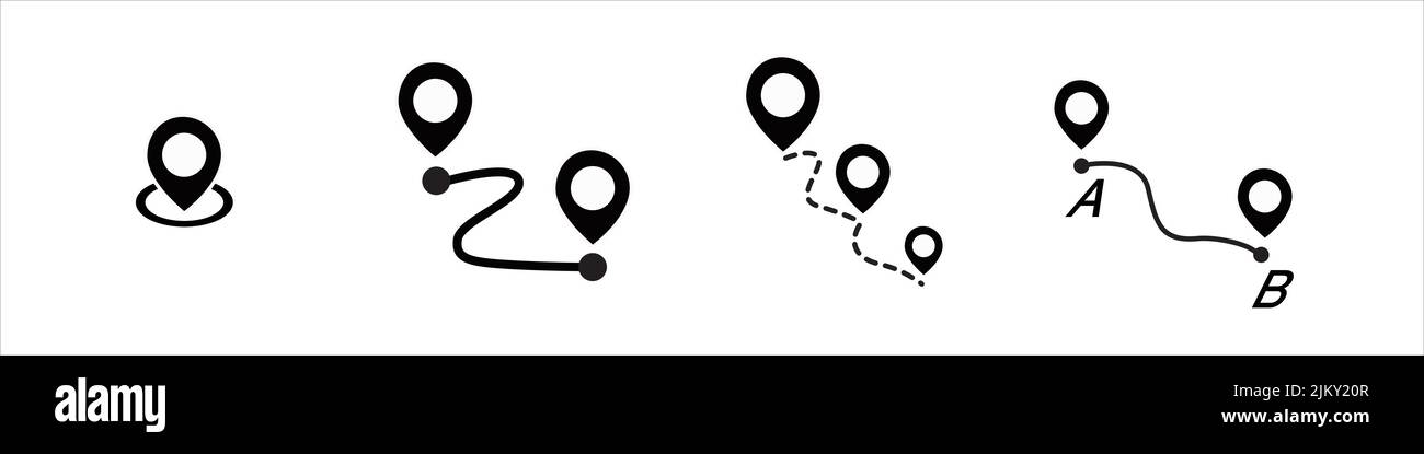 Karten- und Positionssymbole. Vektorgrafik für Grafikdesign, Logo, Web, UI, mobile App. Stock Vektor