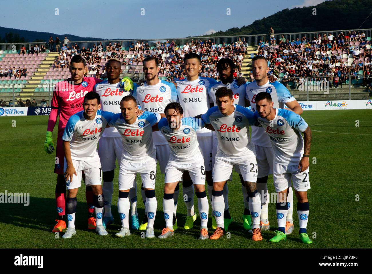 3.. August 2022; Patin-Stadion, Castel Di Sangro, Italien; Freundlicher Fußball, SSC Napoli gegen FC Girona: Team Napoli Stockfoto