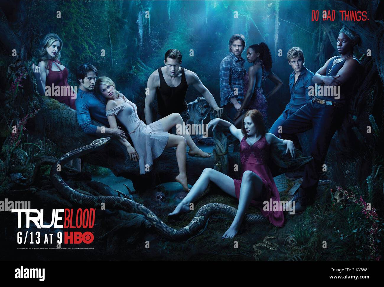 STRATEN, MOYER, PAQUIN, SKARSGARD, TRAMMEL, WESLEY, WOLL, KWANTEN, ELLIS, TRUE BLOOD: SAISON 3, 2010 Stockfoto