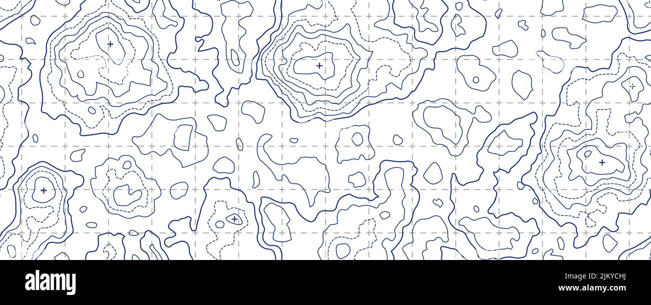 Topographie Karte nahtlose Muster mit Gitter und Berggipfel Stock Vektor