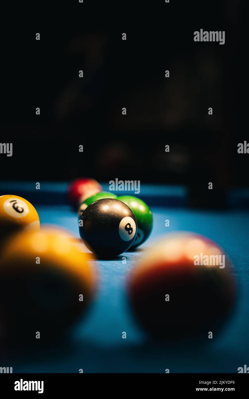 Eine Nahaufnahme des 8-Ball-Pools Stockfoto