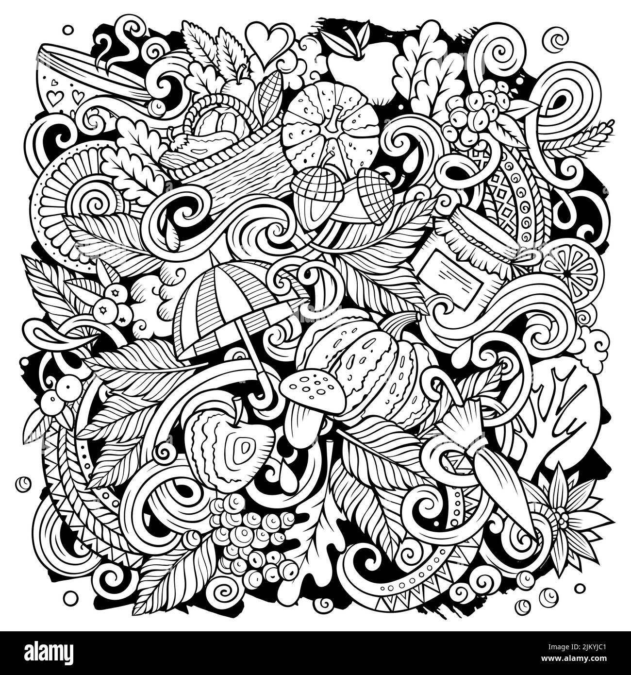 Herbst Cartoon Vektor Kritzeleien Illustration Stock Vektor