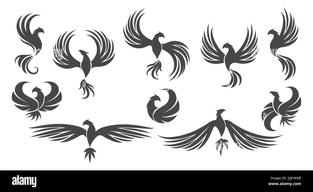 Heraldische phoenix-Set Stock Vektor