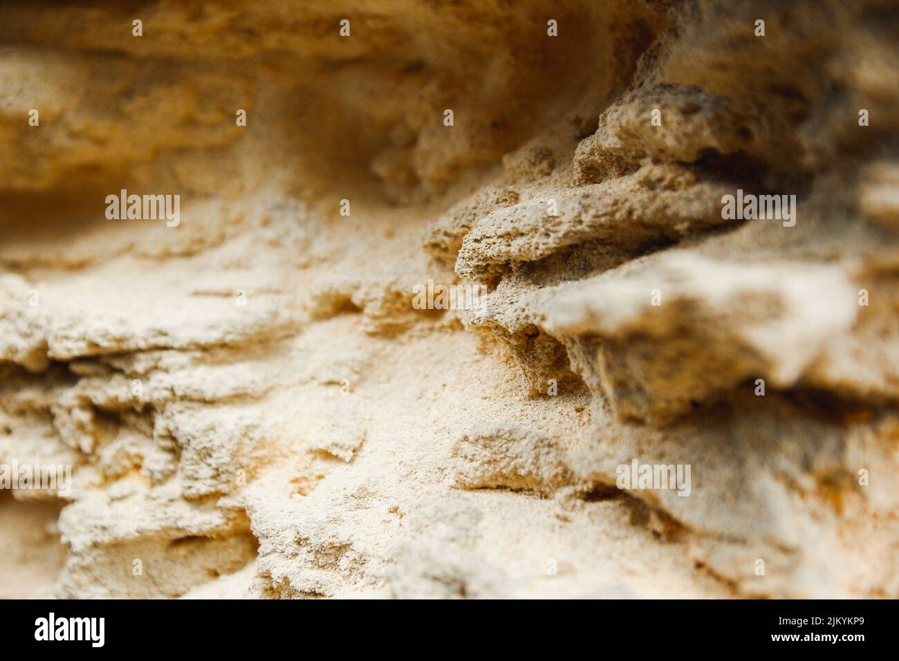 Kalksteinschichten in Nahaufnahme Stockfoto