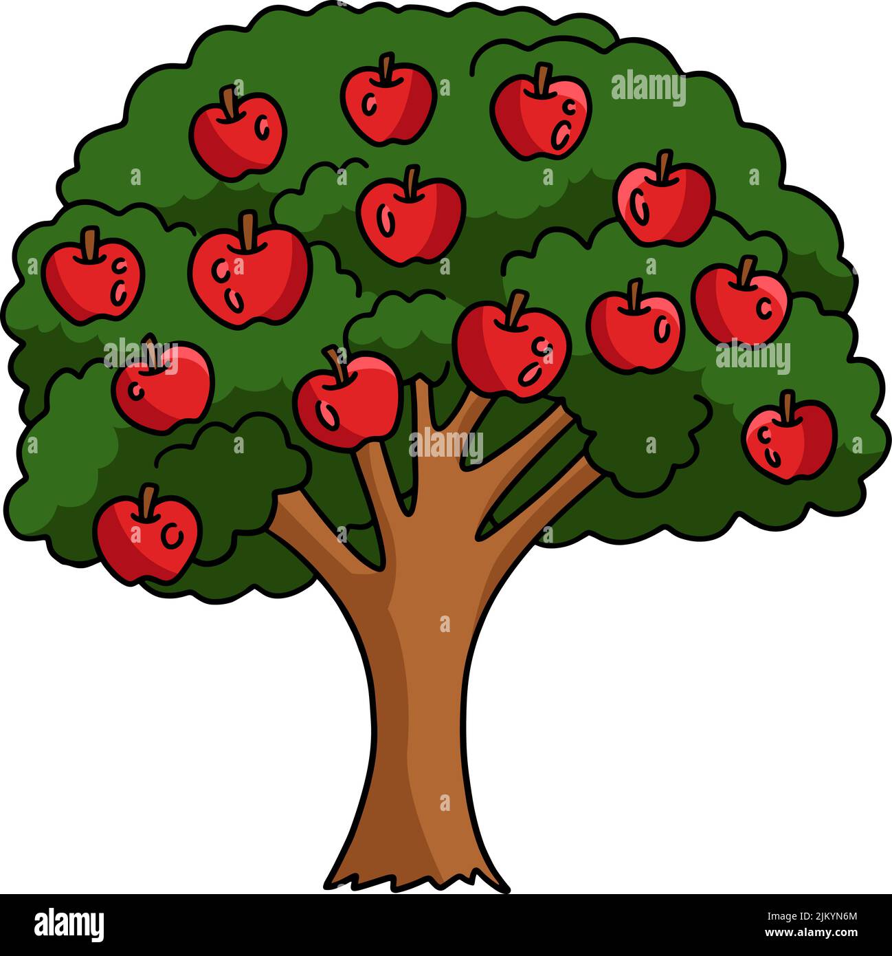 Apple Tree Cartoon Farbige Cliparte Illustration Stock Vektor