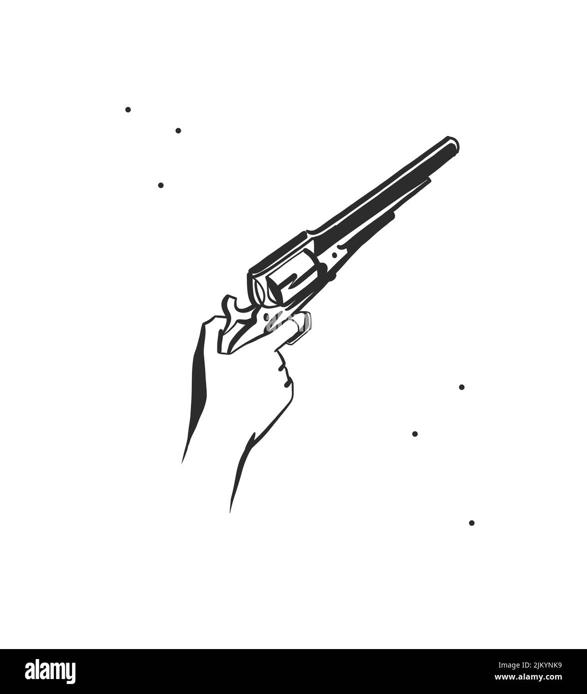 Hand gezeichnet abstrakt Vektor Grafik Clipart Illustration boho Hand hält die Waffe.Western weiblich Design concept.Bohemian wilden Westen zeitgenössische Kunst Stock Vektor