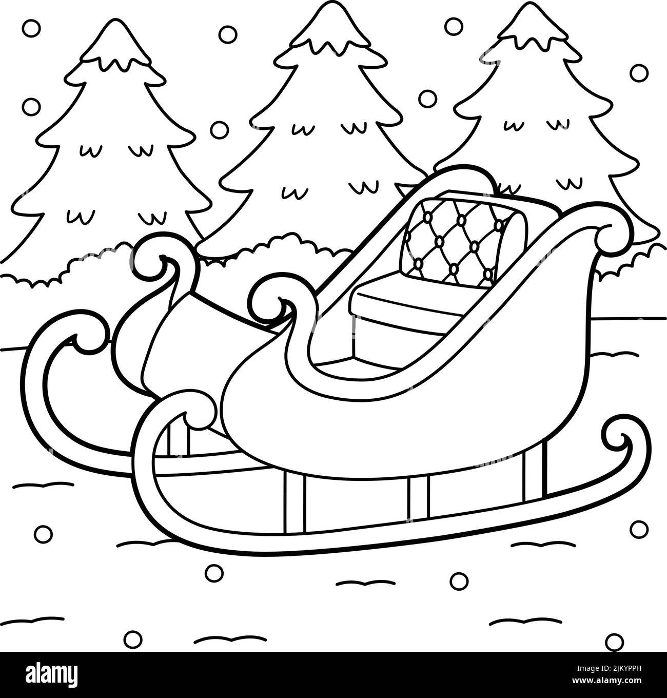 Christmas Sleigh Vehicle Coloring Page für Kinder Stock Vektor