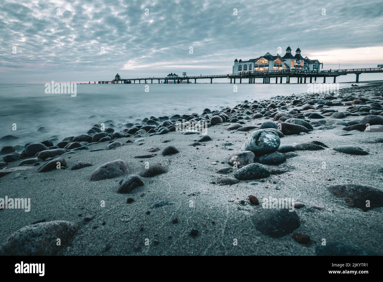 Eine schöne Aussicht auf Pier Sellin im Ostseebad Sellin, Rügen, Deutschland Stockfoto
