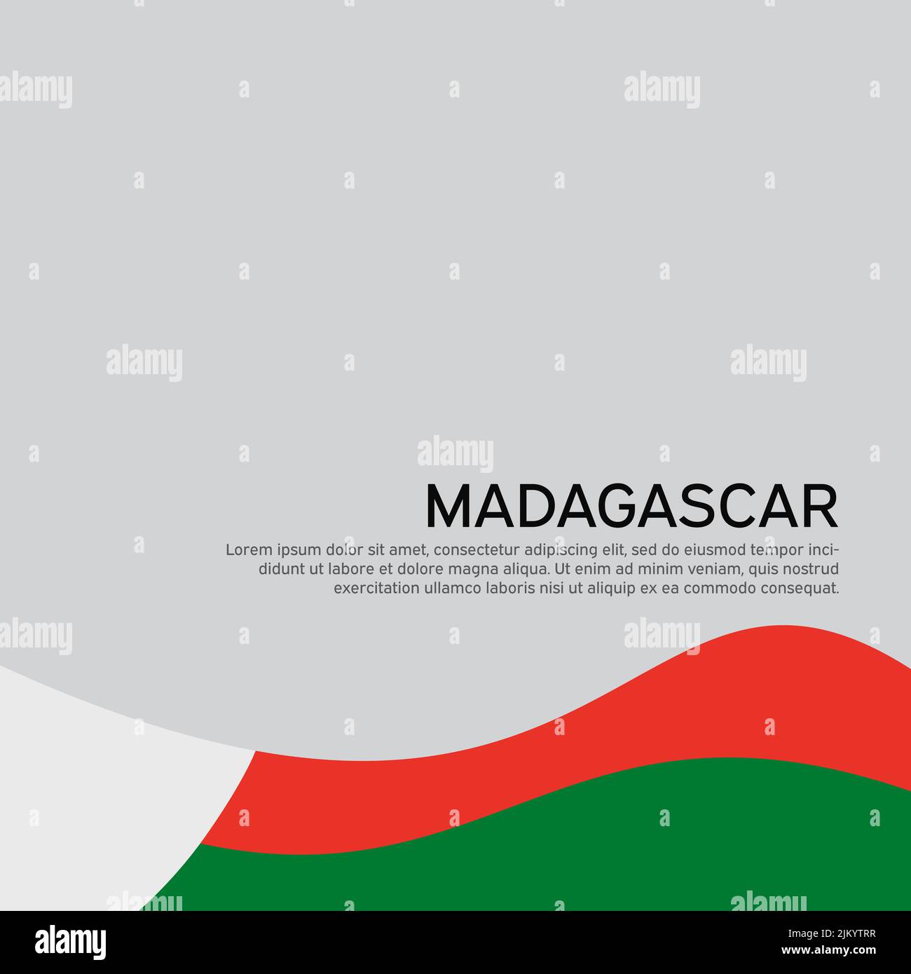 Abstrakt winkende Flagge madagaskars. Kreativer Hintergrund für die Gestaltung der patriotischen Urlaubskarte madagaskar. National Poster. Flacher Style. Unternehmen Stock Vektor