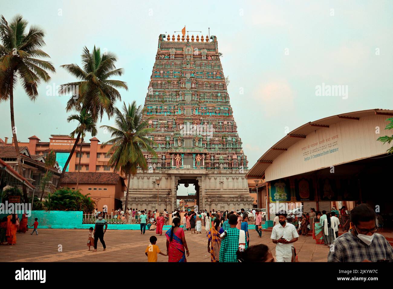 Der Sharada- oder Sharadamba-Tempel am Tag des Dasara- oder Dussehra-Festivals. Stockfoto