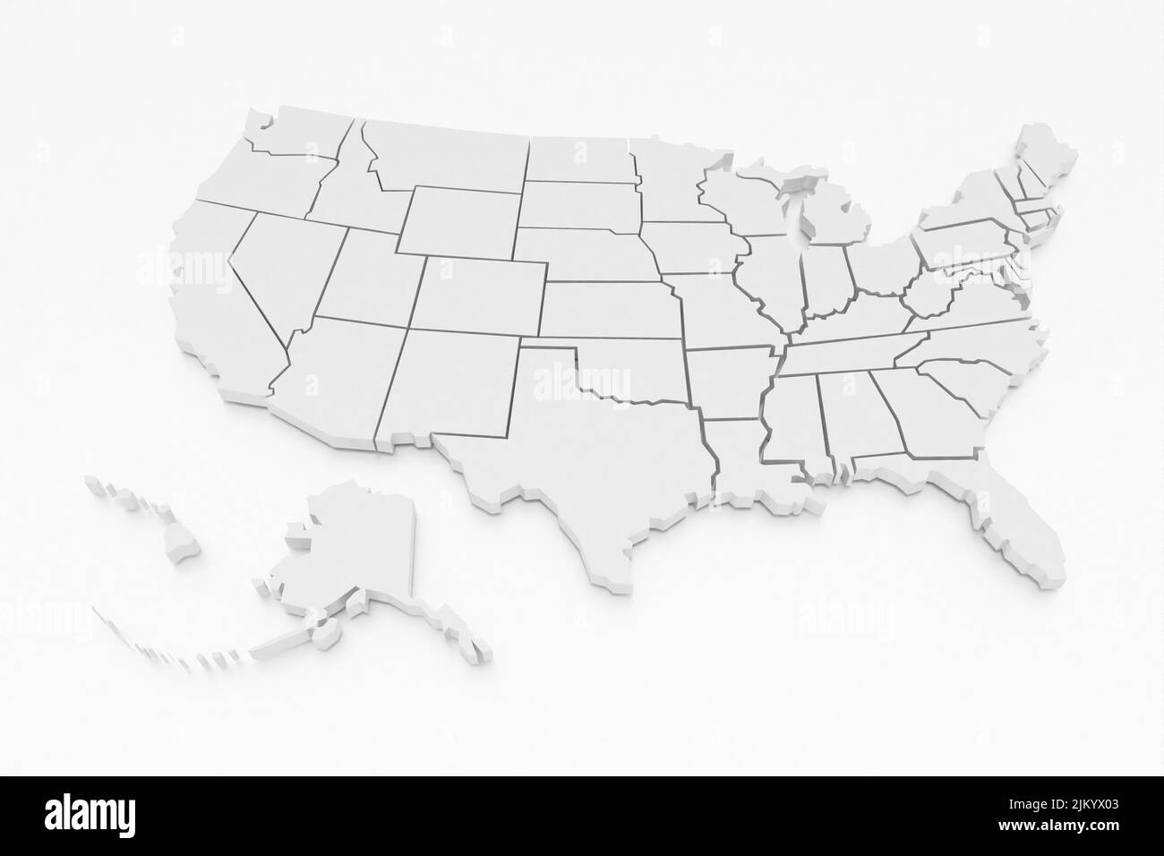 Eine 3D gerenderte Karte der USA Stockfoto