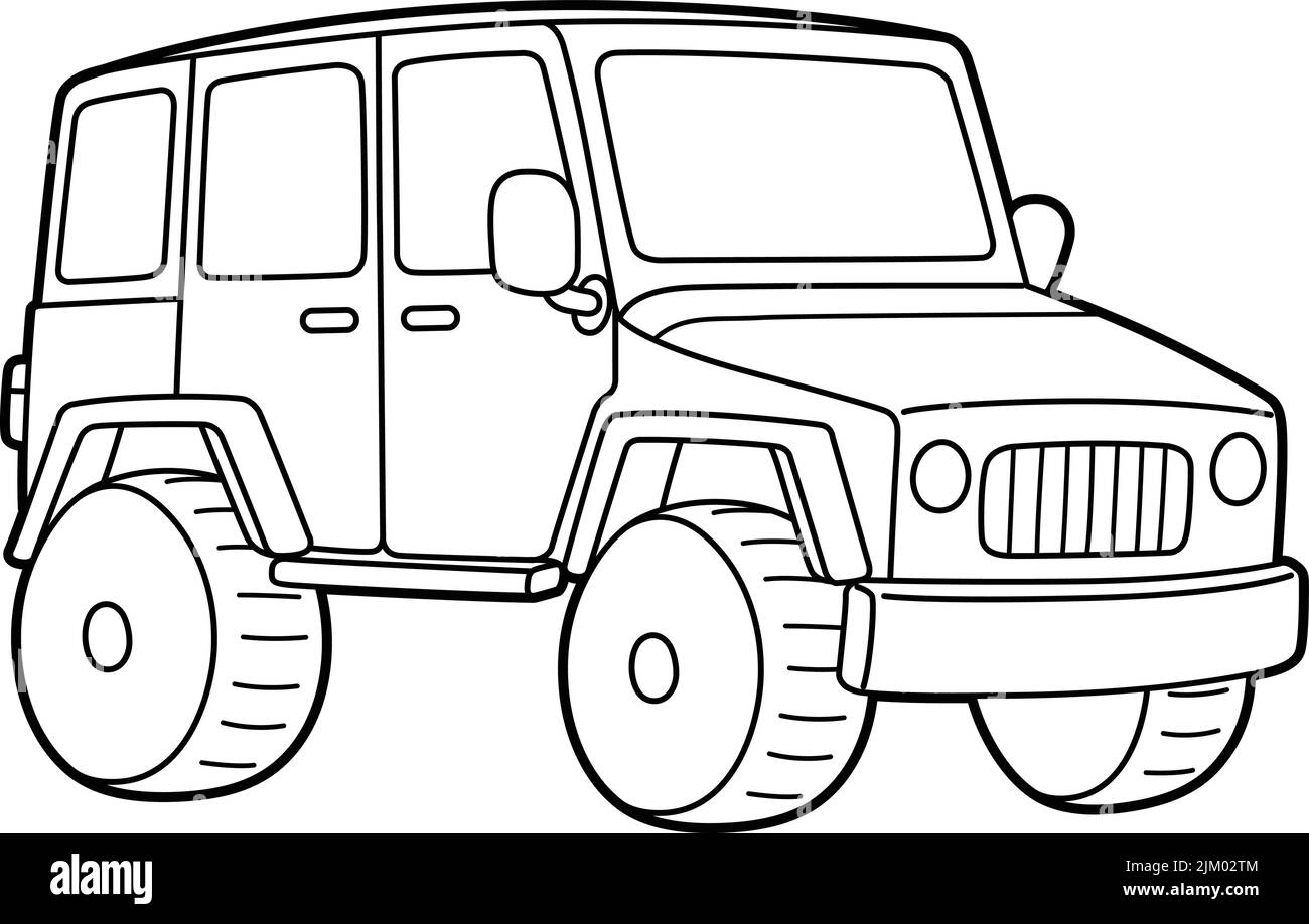 Off-Road Fahrzeug Malseite für Kinder Stock Vektor