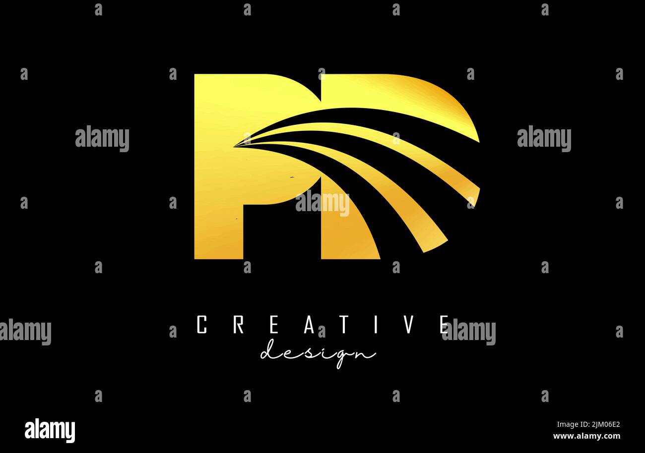 Kreatives Pd p d -Logo mit goldenem Buchstaben, Linien und Straßenkonzept. Buchstaben mit geometrischem Design. Vektorgrafik mit Buchstabe und Crea Stock Vektor