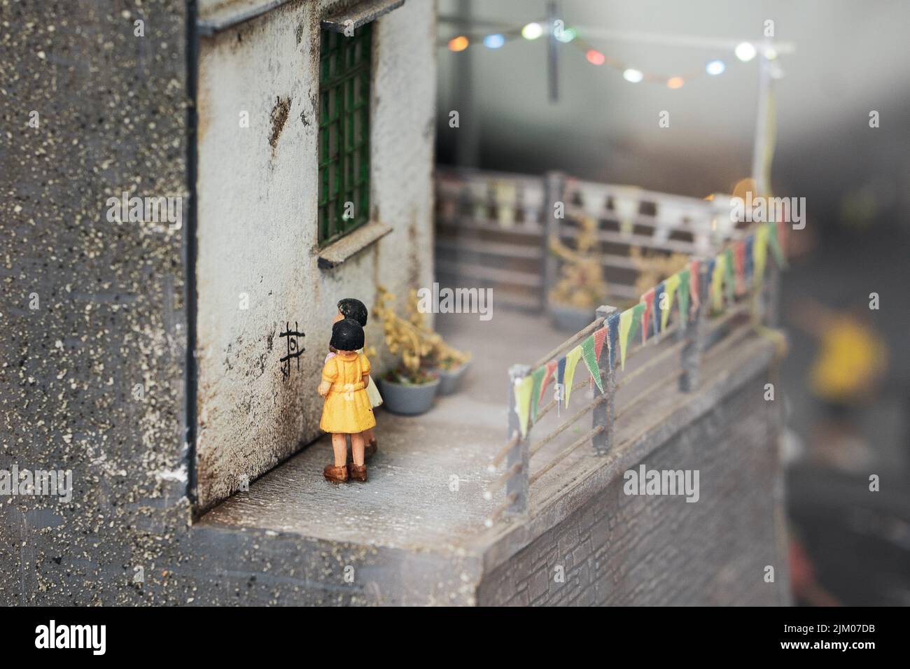 Eine Miniaturausstellung über Hongkong in der Vergangenheit auf der Hong Kong: Durch die Ausstellung Looking Glass Stockfoto