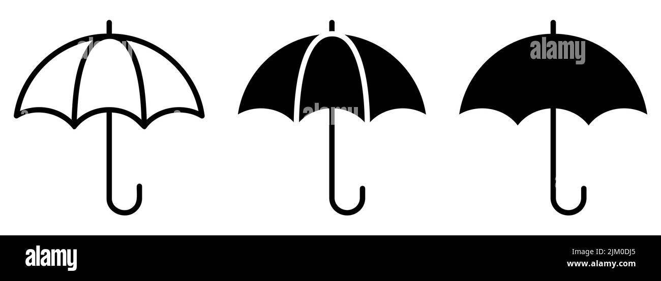 Umbrella Icon Set. Regen, Wetter, Wetterschild. Vektordarstellung auf weißem Hintergrund isoliert Stock Vektor