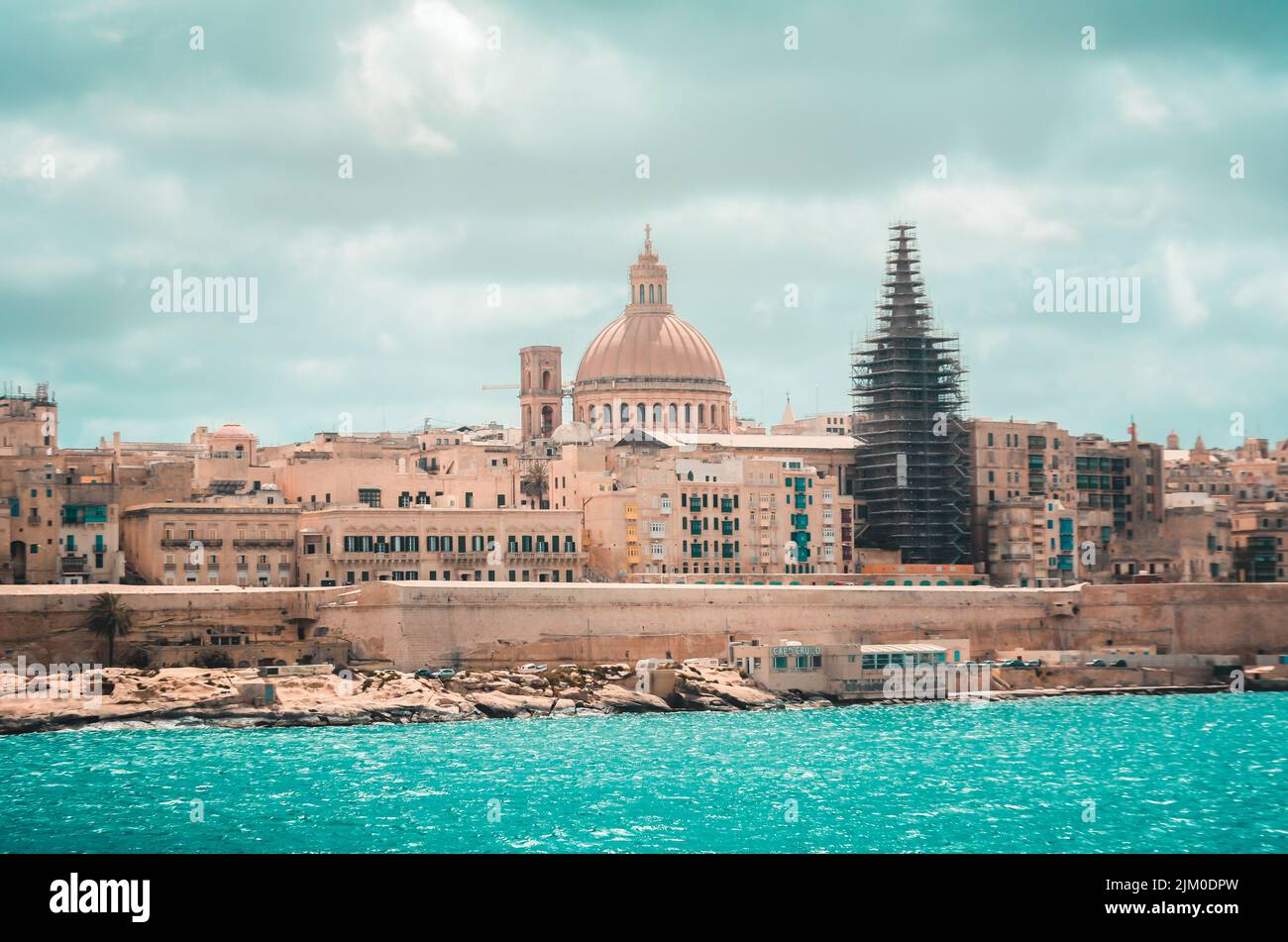 Eine schöne Aussicht auf St. John's Co-Cathedral und tigne Point, Manoel Island, Malta Stockfoto