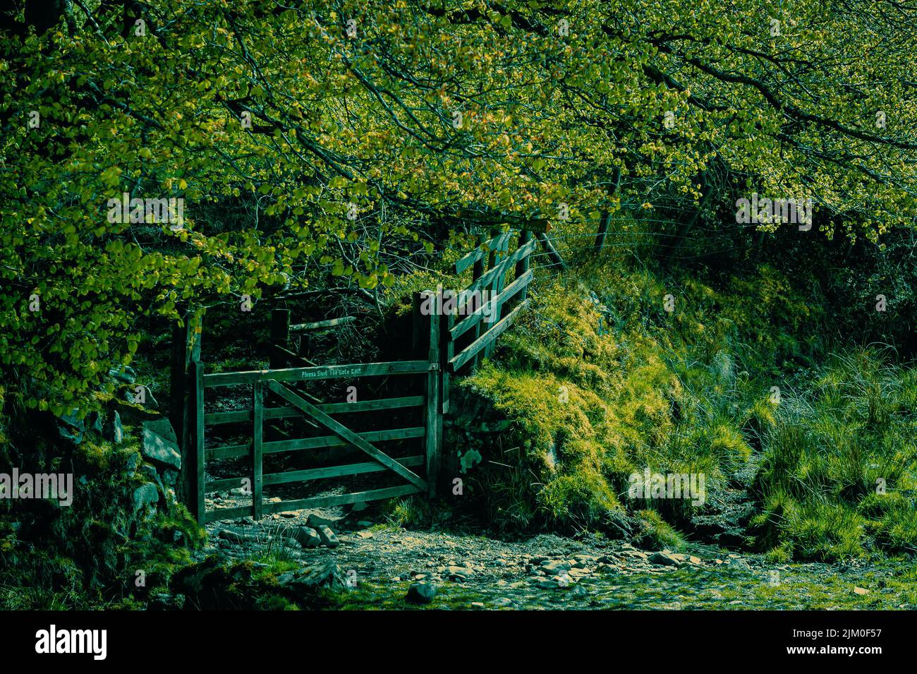 Early Autumn Exmoor Landscape, bitte schließen Sie das Tor. Exmoor National Park Stockfoto