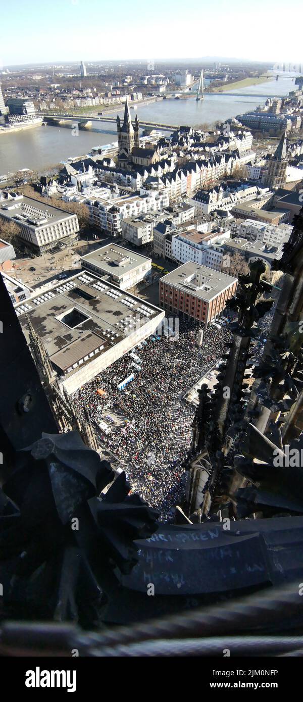 Ein Luftpanorama des Kölner Stadtbildes in Deutschland Stockfoto