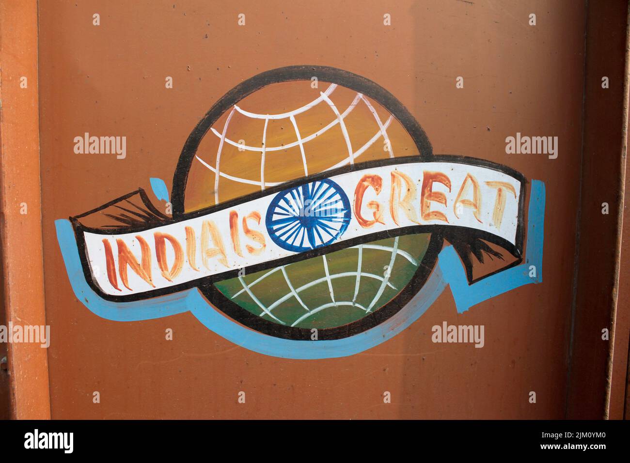 Graffiti auf einem LKW in Indien Stockfoto