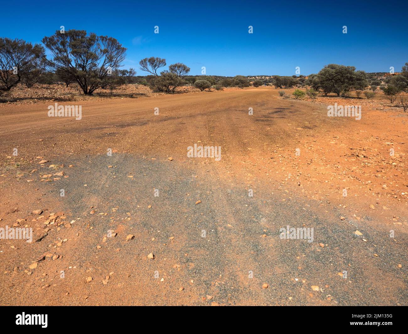 Rastpunkt auf dem Goldfields Highway zwischen Wiluna und Leinster in der Nähe von Mount Keith. Stockfoto