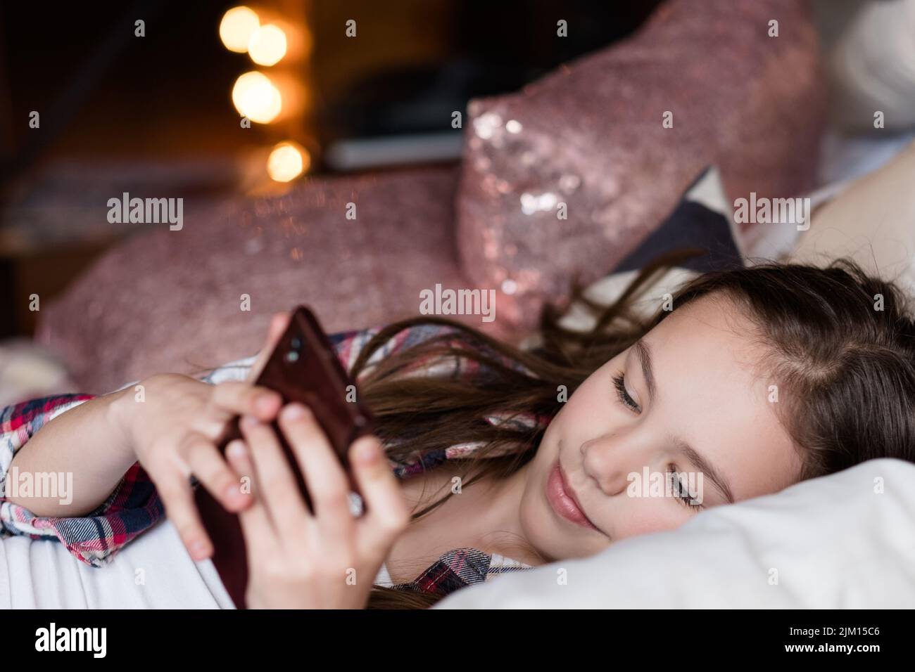 Kind Probleme Kommunikationstechnik Telefon Stockfoto