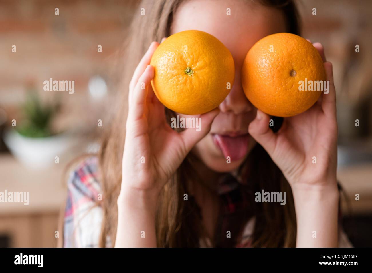 Gesunde ausgewogene Ernährung Kind Bio-Orange Vitamin c Stockfoto