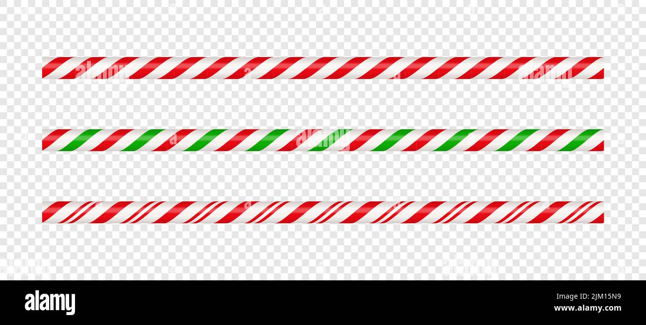Weihnachten Zuckerrohr geradlinige Grenze mit rot und grün gestreift. Weisse Linie mit gestreiftem Lutscher-Dessin. Weihnachtselement Stock Vektor