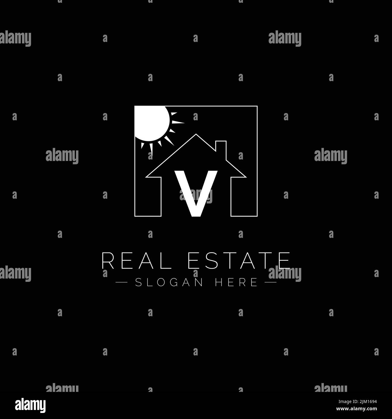 Real Estate Logo für Buchstabe V - Haus und Haus Symbol mit Buchstabe V für Immobilien-Geschäft - Makler Logo Stock Vektor