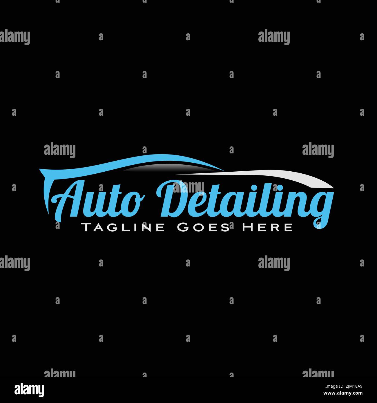 Das blaue und schwarze Auto Detaillierung Service-Logo mit dem Auto-Schild Stock Vektor
