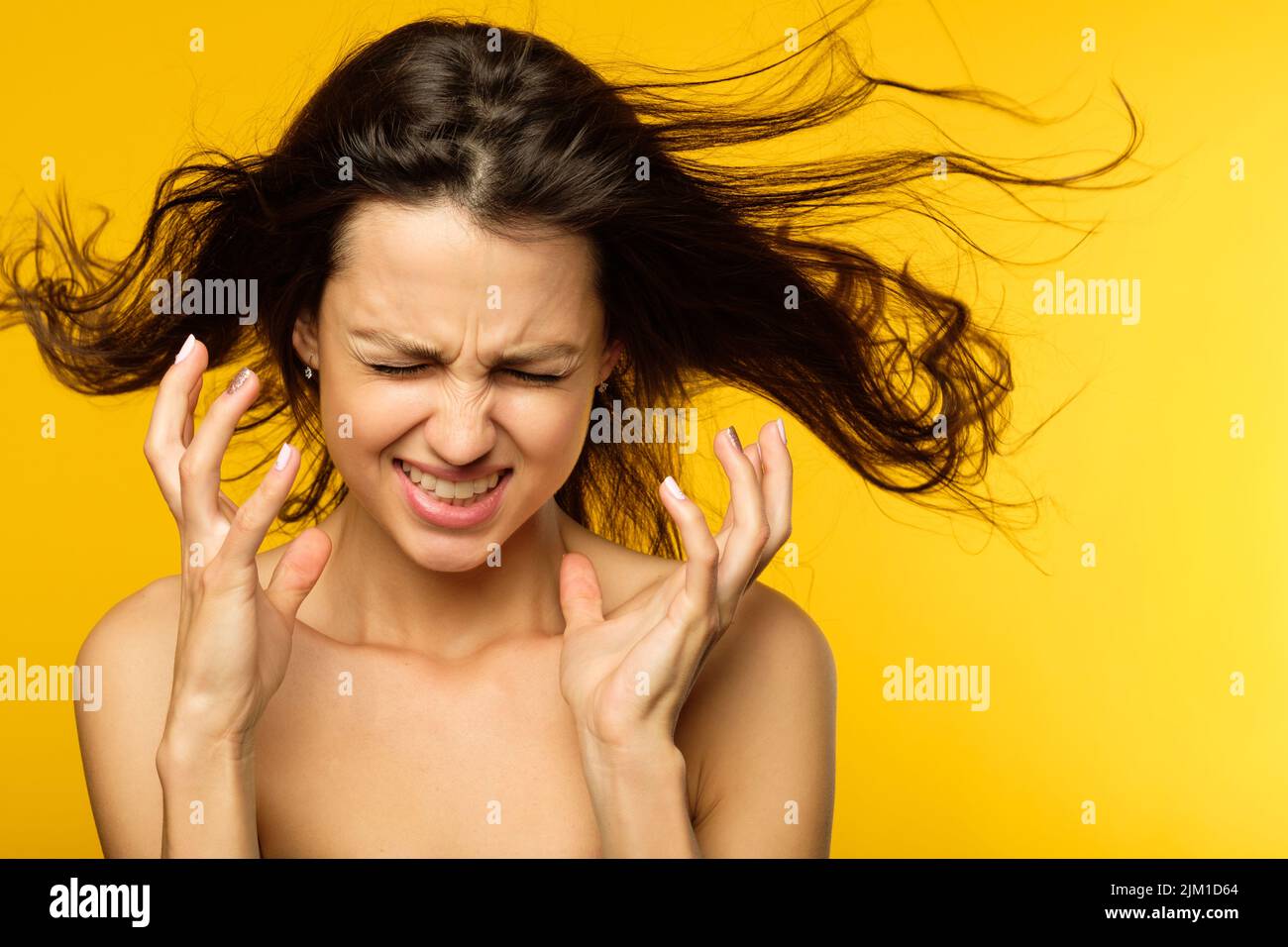 Stress emotionaler Zusammenbruch wütende Frau Distress Stockfoto