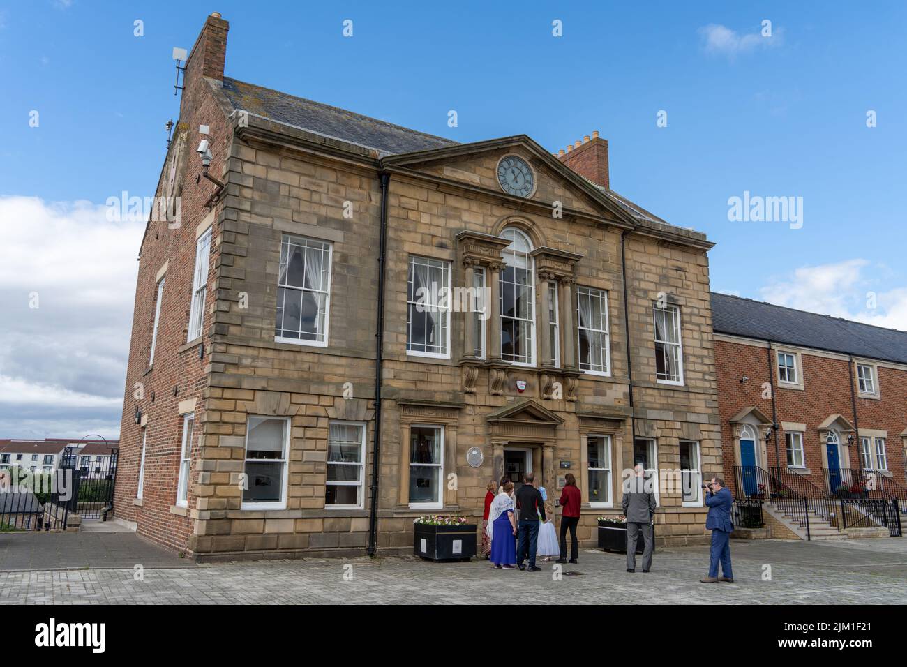 Ein Blick auf das North Tyneside Registry Office im Stag Line Gebäude